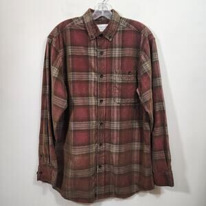 R-Options tartan plaid corduroy button down long sleeve shirt men's size medium